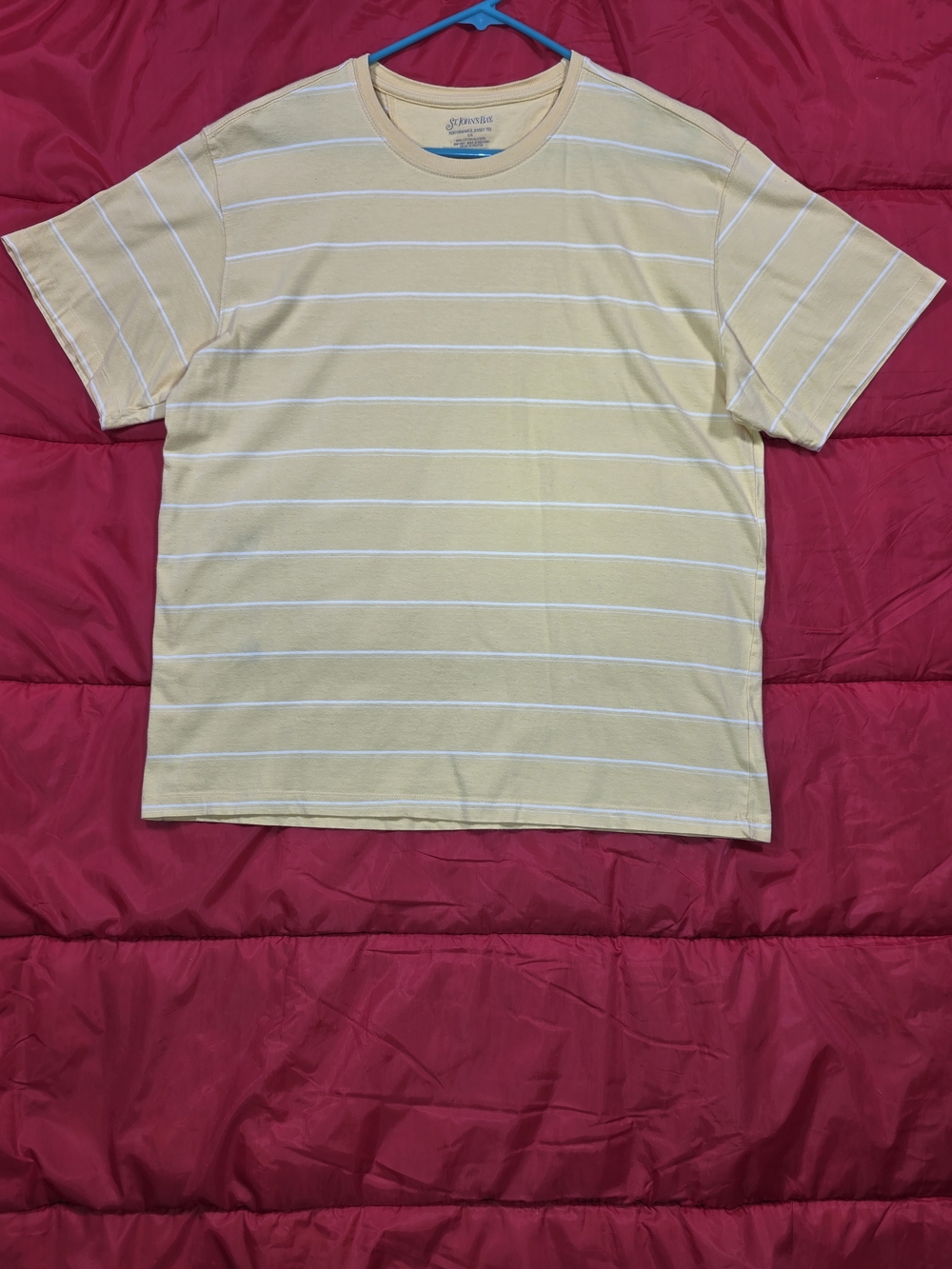 St. John's Bay Pale Yellow Striped Crewneck Tee